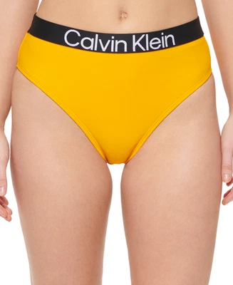 Parte inferior de natación Calvin Klein para mujer con logotipo cintura alta separada talla mediana naranja nueva Foto 1 de 3