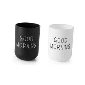 Tazza lavaggio semplice casa tazza bagno spazzola denti stampa gargarismi bianco e nero - Foto 1 di 6