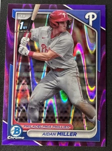 2024 Bowman Chrome Pros. Aidan Miller 1st #BCP-27 Purple RayWave Refractor /250 - Bild 1 von 12