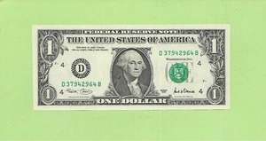 2001 ..UNCIRC $1  D 3794 2964 B  .... 2001 $1  D-B      NICE NOTE         FRN - Picture 1 of 2