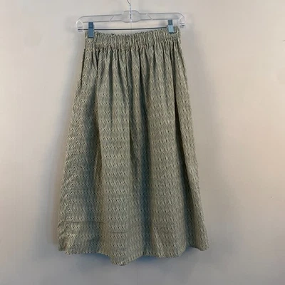 Handmade Womens XS/S Skirt Blue Cream Stripe Maxi Cotton Elastic Waist A-Line - Image 1 of 4