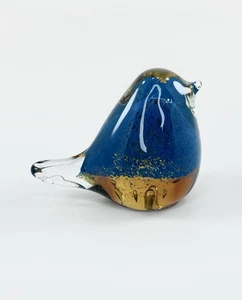 Pisapapeles coleccionable arte decorativo vidrio estatuilla de pájaro oro azul - Imagen 1 de 5