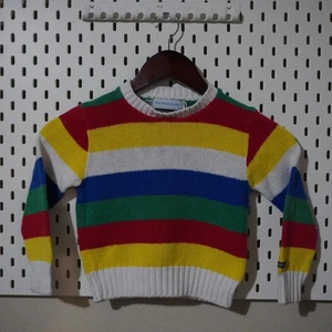 OshKosh BGosh gestreifter Strickpullover bunt Vintage Rundhalsausschnitt Größe 4 hergestellt in den USA - Bild 1 von 6