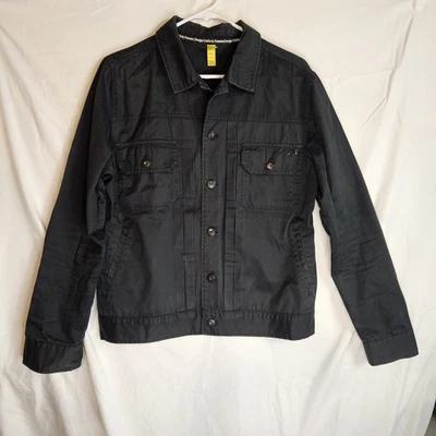 Jaqueta leve design analógico Unlikely Futures preta algodão tamanho P botão para cima - Imagem 1 de 4