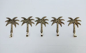 Brass Palm Tree Wall Coat Hook Bathroom Towel Door Hanger Lot of 5 Pcs au - Picture 1 of 4