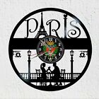VinyWoody Vinyl Record Wall Clock Paris City of Love Decoration 