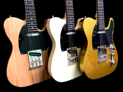PICK 1 - NEW TELE STYLE 6 STRING ELECTRIC GUITARS- GOLD, VINTAGE WHITE & NATURAL - Image 1 of 2