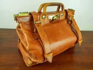 Vintage Weekender Heavy Bridle Leather Bag Rosenthal Truitt Brass Lock Mechanism - Picture 1 of 12