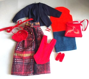BARBIE 1960s Fashion Clothes Lot & Accessories 8pcs Purse Shoes Earrings - Picture 1 of 8