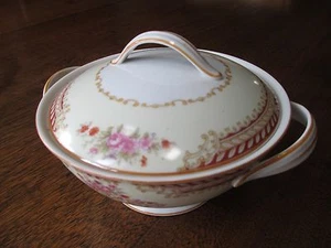 ANTIGUO PLATO ALTO DE AZÚCAR NORITAKE "NIPPON TOKI KAISHA" PRE-1949 3 1/2" CON TAPA/TAPA - Imagen 1 de 7