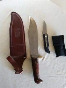 15" CLASSIC Bowie Hunting Knife Stainles Steel FULL TANG SHEATH & Frost Folding - Picture 1 of 12