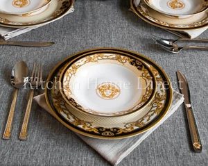 Dine in Splendor: Luxurious Gold and Black 20-Piece Dinner Set - Picture 1 of 7