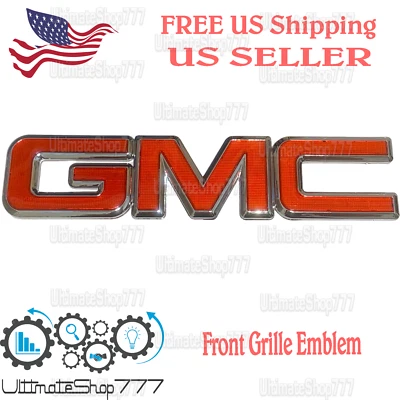 Red Front Grille Emblem Badge w/Pins for GMC Sierra 1500 2500HD 3500HD 2014–2019 - Image 1 of 4