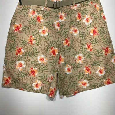 Pantalones Cortos Ciervo Blanco Para Mujer Talla 16 Tostado Floral Cinturón Cintura Alta Calce Relajado Algodón Foto 1 de 4