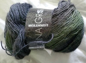 LANA GROSSA Sock Yarn Gray Green Tones MultiColor 100g 420m Wool Blend Italy - Picture 1 of 5