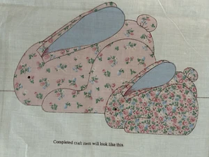 Vintage Cranston Mother & Baby Bunny Rabbit Fabric Craft Panel Stuffed Toy NEW - Picture 1 of 2