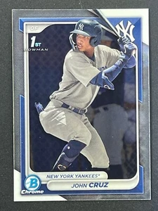 JOHN CRUZ 2024 Bowman 1st Bowman Chrome #BCP-77 New York Yankees - Picture 1 of 2