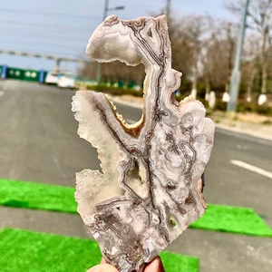 107 G Natural Crazy Banded Lace Agate Crystal Polished Slice Mexican Healing - Picture 1 of 16