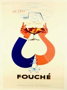 Walter IArtist MULLER / ORIGINAL GERMAN POSTER FOR FOUCHE COGNAC EIN HERZ 1st ed - Picture 1 of 3