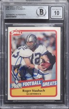 Roger Staubach Signed 1989 Swell Greats #134 Dallas Cowboys Card (BGS)