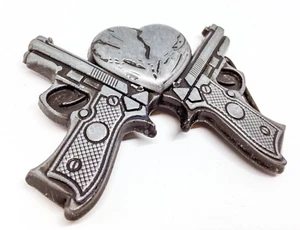 Hebilla de cinturón de pistola y aluminio americano rara hebilla de cinturón con dama Reino Unido - Imagen 1 de 10
