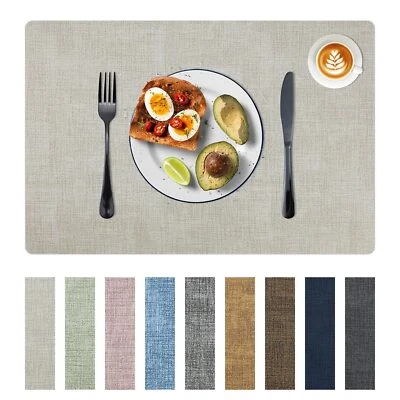Placemats Set of 6 Faux Leather Heat Resistant Tables Mats Waterproof Oilproo... - Image 1 of 4