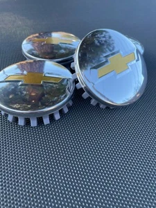 CHEVROLET SET OF 4X 83mm CHROME Wheel Center Caps SILVERADO, SUBURBAN, TAHOE - Picture 1 of 10