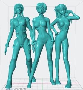 Neon Genensis Evangelion - Rei, Asuka, Mari - 3D print - 6.5 inches - Painted - Picture 1 of 4