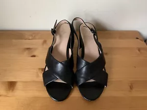 Naturalizer 27 Edit DELLA Women Sz 9M Slingback Sandals Black Leather shoes - Picture 1 of 12