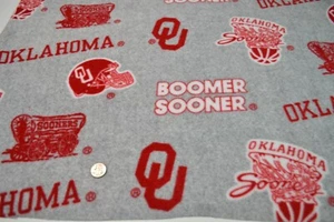 VTG Oklahoma Boomer Sooners Sports Fleece Fabric Football Basketball 60" X 30" - Picture 1 of 2