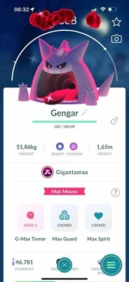 Shiny GIGANTAMAX Gengar - P T C 0r T r a d e - Read description
