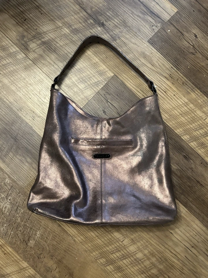Sharif metallic Leather hobo bag  16” x 13” x 4” 12” drop  Made in New York - Image 1 of 4