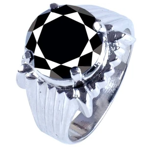 5.67 Ct Black Round Moissanite Diamond Solitaire 925 Silver Wedding Ring Size 9 - Picture 1 of 2