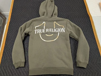 Sudadera con capucha True Religion para niños verde oscuro forrada de lana con cremallera talla mediana  Foto 1 de 4