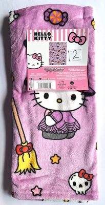 SANRIO Hello Kitty Halloween Witch Ghost "Sweets and Spells" 40 x 50 Purple Blanket NWT