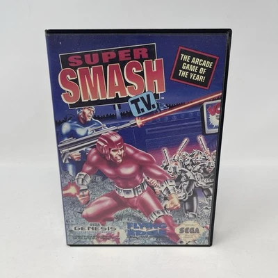 Super Smash T.V. Game Sega Genesis Authentic CIB w/Manual - Tested & Works - Image 1 of 4