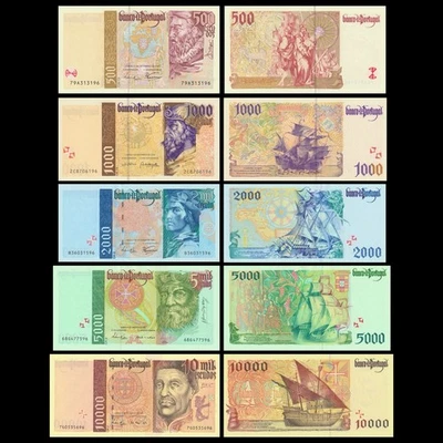 Portugal COMPLETE SET Escudos Pre-EURO Issues  Pick 187-191 SN#96  Crisp GEM UNC - Image 1 of 4