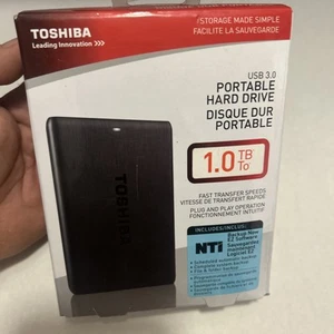 Toshiba 1TB External Drive USB 3.0 Portable Black NEW SEALED - Afbeelding 1 van 6