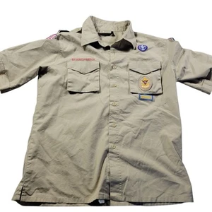 Boy Scout BSA UNIFORM SHIRT Men’s Medium Beige Short Sleeve Tan Short Sleeve - Picture 1 of 7