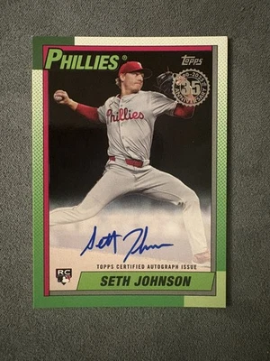 2025 Topps Update - Seth Johnson 1990 Auto Black #’d/10 RC #90B2-SJ Phillies - Image 1 of 2
