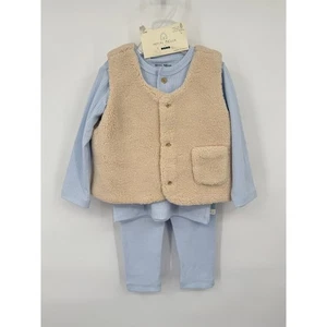 Set 3 pezzi Petite Mason X NONO bambino nuovo con etichette fondo superiore Teddy Sherpa gilet 12M - Foto 1 di 8