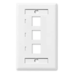 NavePoint Keystone Jack Placa de Pared 3 Puertos, Banda Única, Blanco, Paquete de 10 - Imagen 1 de 4