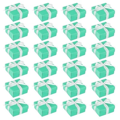 Мини ювелирных изделий подарочные коробки - 3,74 x 3,74 x 1,65 дюйма, 24-Pack, бирюзовый с крышками и Ri... - Изображение 1 из 4
