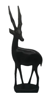 Vintage Wood African Deer Figurine Sculpture 12” Fun - Picture 1 of 11