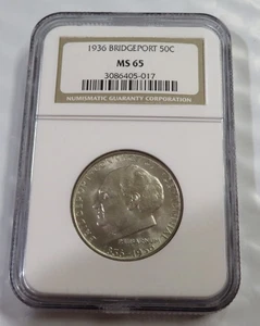 1936 Bridgeport 50c Commemorative - NGC MS65 - Picture 1 of 4