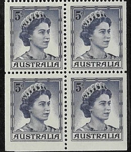 1962 Australia QE2 MNH Block 4x 5d Stamps Imperf Edges Ex Booklet Variety issue - Picture 1 of 2