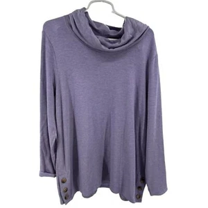 Chico’s light purple cowl neck side button XL 3 long sleeve pullover soft casual - Picture 1 of 11