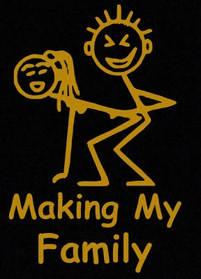 Stick Figure Couple making  family decal sticker funny jdm offroad kids parent - Image 1 of 4