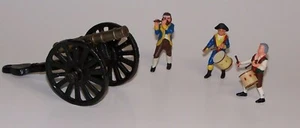 Cast Iron Cannon & Wooden Soldiers 5" Tall - Picture 1 of 6