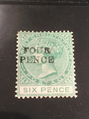 St. Christopher Scott #17 Victoria Mint Lh Hard Stamp Catalog $75 Caribbean! - Image 1 of 4